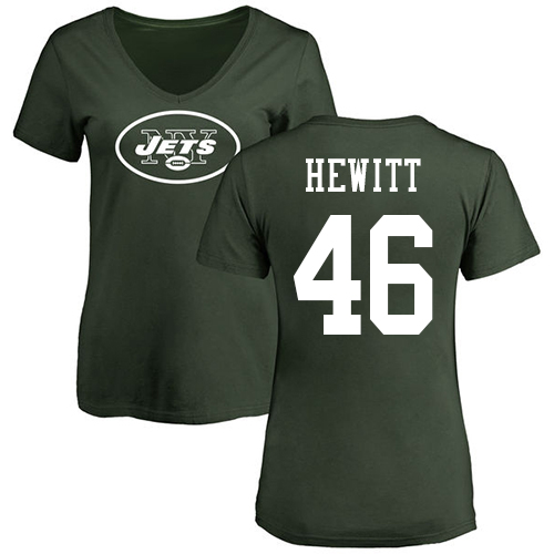 New York Jets Green Women Neville Hewitt Name and Number Logo NFL Football #46 T Shirt